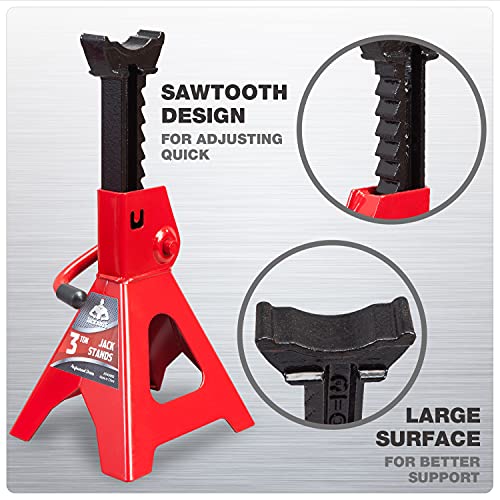 Jack Boss Jack Stands 3 Ton (6,000 LBs) Car Jack Stand Adjustable Lifting for Automotive Small SUV, Red, 2 Pack - style: 3T standard