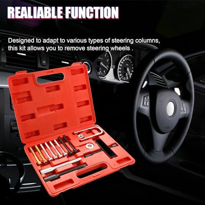 NYXOVA Car Steering Wheel Puller, Automotive Car Steering Wheel Puller Compressor Remover Set, Vehicle Steering Wheel Lock Plate Removal Tool Kit