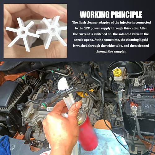 4PCS Fuel Injector Cleaner Kit, Fuel Injection System Cleaner, Fuel Injector Flush Cleaner Adapter DIY Cleaning Tool Kit with Test Lead, Car Injector Nozzle Cleaner for Any 12-24V Cars