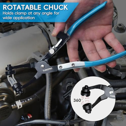 2 Pcs Hose Clamp Pliers Set，includes 45° Angle Flat Belt Hose Clamp Plier and Wide & Flat band Hose Clamp Plier for Removal and Installation of Spring Hose Clamps,for Automotive Fuel Oil Water Hose