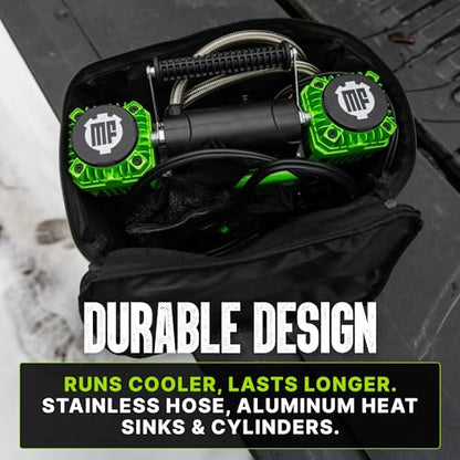 TenSix 12V 150 PSI Portable Dual Cylinder Air Compressor 10.6 CFM + Quad+ 4 Tire Inflation & Deflation Hose Kit - Fits Up to 155" Wheelbase Digital Gauge - Complete Offroad Air Up & Down System - size: 10.6 CFM Compressor with 155 Inch Hose Kit