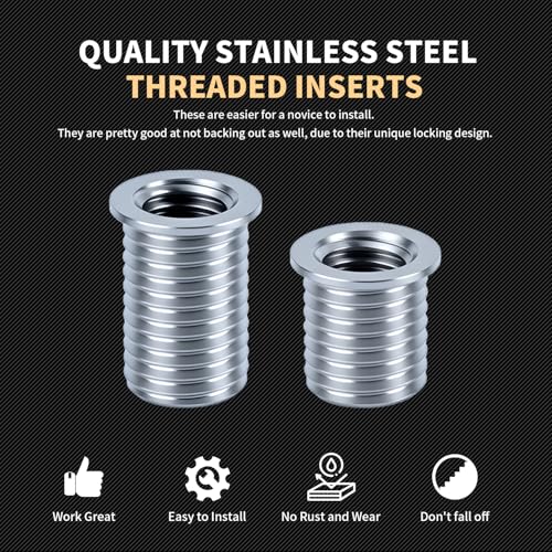 M8X1.25 Metric Thread Repair Kit with Insert HSS Drill, Tap, Installation Driver, Counterbore, Two Sizes Stainless Steel Insert 5PCS 11.7MM and 5PCS 16.2MM
