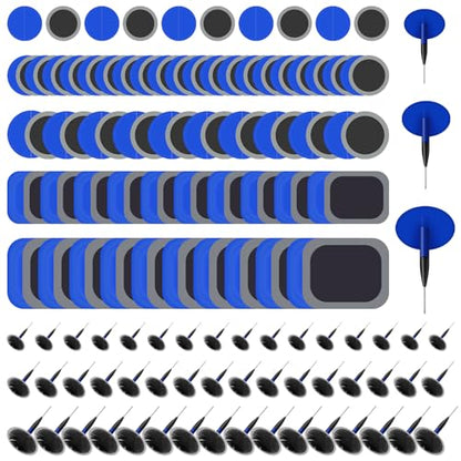 Tallew 74 Pcs Heavy Duty Tire Patches Kit Rubber Radial Tire Repair Patch Plug Kit Repair Emergency Tool for Puncture Car Truck Bus Tractor Vehicle Motorcycle 32mm, 42mm, 58mm, 65x80mm, 85x120 mm