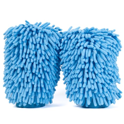 Microfiber Car Wash Mitt – Double-Sided Car Washing Mitts for Interior & Exterior Vehicle Washing & Dusting, Lint-Free, Scratch-Free Chenille Wash Glove, High Absorption Capacity – 2 Pack - size: 2 Wash Mitts