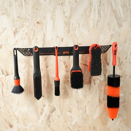 SPTA Detailing Brush Towels Hanger Detailing Brush Holder 6 Organizer Hooks Wall-Mounted Hanger Rack Car Care Organizer, Ideal for Garage Cleaning Towels Brush Car Cleaning Tools - color: Detailing Brush Towels Hanger