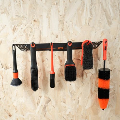 SPTA Detailing Brush Towels Hanger Detailing Brush Holder 6 Organizer Hooks Wall-Mounted Hanger Rack Car Care Organizer, Ideal for Garage Cleaning Towels Brush Car Cleaning Tools - color: Detailing Brush Towels Hanger