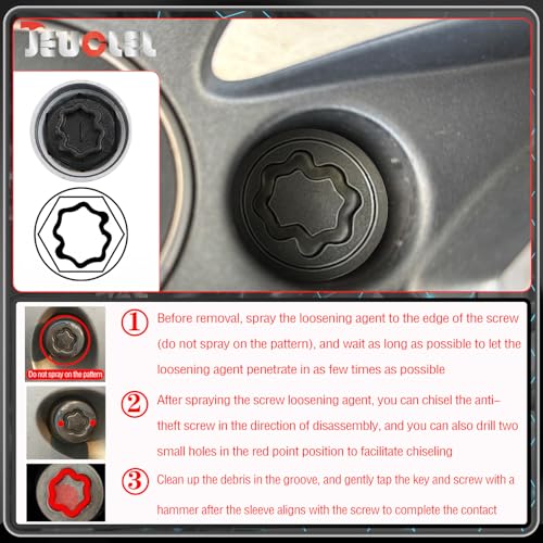 I Wheel Locking Nut Key Compatible with Audi Series, (Socket OD 27mm - ID 25mm), Wheel Lock Nut Socket Adapter, Wheel Anti-Theft Lug Nut Removal Tool, Anti-Theft Screw Remover - size: Socket I