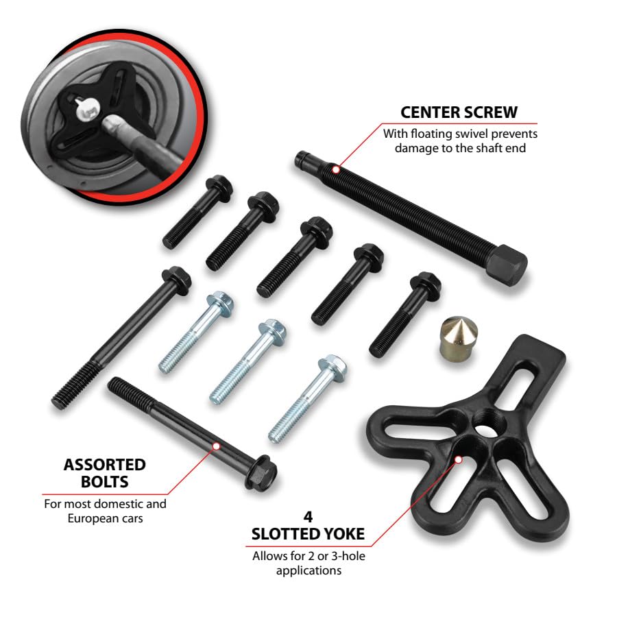 Performance Tool W160 Harmonic Balancer Puller Kit for 4in. Hubs - SAE & Metric Bolts Included - style: Harmonic Balancer Puller
