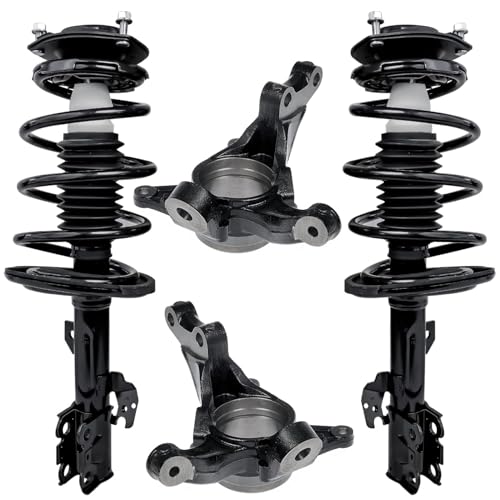 Detroit Axle - 2.4L Front Knuckles Struts Kit for 2004-2006 Toyota Camry Solara Lexus ES330, Steering Knuckles & Wheel Hub Bearings + Struts w/Coil Spring Replacement - size: 4QU48663/ Big strut kit