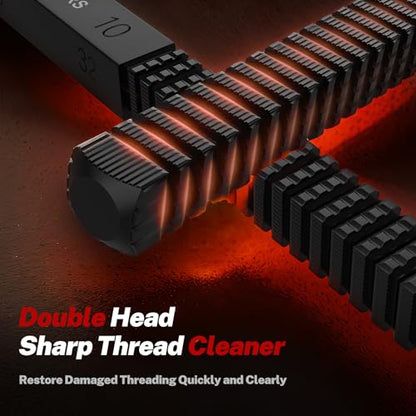 TOMMARS 3-Piece SAE and Metric Thread File Set for External Threads | Thread Restorer and Chaser Repair Tools for Cleaning and Restoring Damaged External Threads in Standard and Metric Sizes