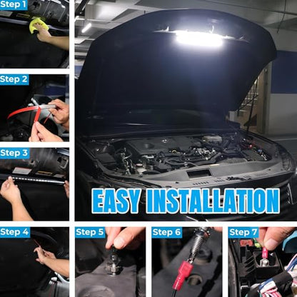 Under Hood LED Light Kit, Waterproof 12V Car LED Lights Bars Car Hood Work Inspection Lights Underhood Work Light Kit with Automatic On/Off -Universal Fits Any Vehicle - size: 36cm/14.17inch