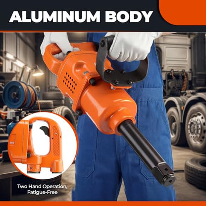 1 Inch Air Impact Wrench Gun 5000RPM High Torque 1" Pneumatic Impact Wrenches Set Metal Housing with D Handle, 38mm & 41mm Sockets 1/2" Air Inlet for Heavy Duty Repairs and Maintenance - size: 3500N.m