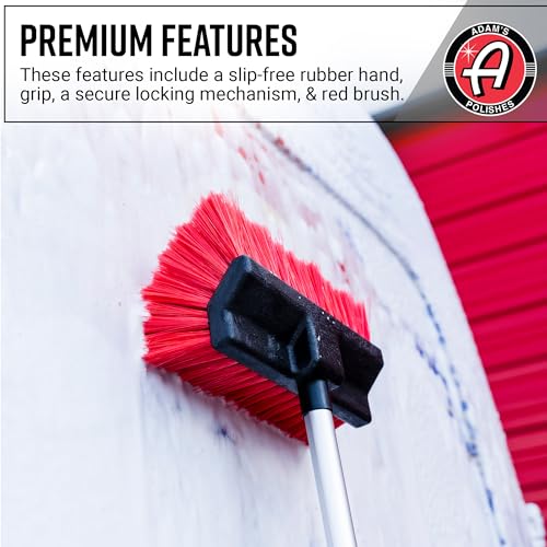 Adam's Truck Brush (3-6ft) - Adjustable Car Cleaning Brush & Pole Combo with Long Handle for Washing & Detailing Your Automotive Vehicle, RV, Truck or Boat
