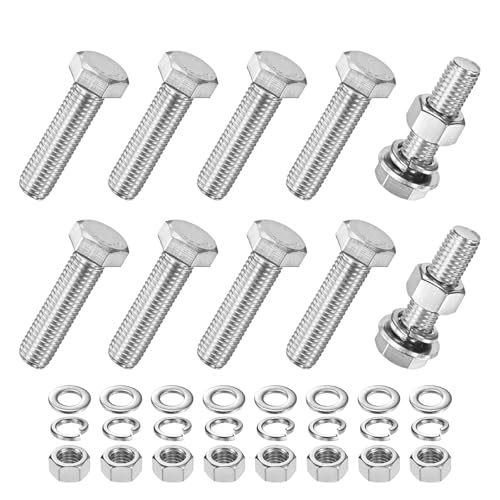 M METERXITY 10-Pack Hex Head Screw Bolt with Nuts Flat & Lock Washers M12x45mm Stainless Steel Bolts and Nuts Kit Fully Threaded Metric Bolt Assortment for Equipment/Machinery - size: M12x45mm