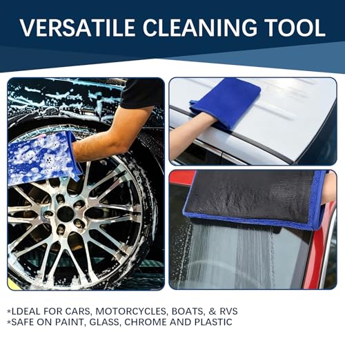2PCS Clay Mitt Auto Detailing, Mitt Finish for Car Detailing, Microfiber Clays Towel for Car Cleaning and Polishing, Medium Grade Clay Bar Glove for Painted Surface, Glass, Plastic (Blue) - color: Blue