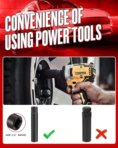 Lug Nut Socket Set, 8PC SAE & Metric Wheel Lock Removal Key Kit | Spline and Spike Lug Nuts, Locking Lug Nut Removal Tool, Aftermarket & Factory Wheel, High Strength CR-V Steel Material - size: 8 PCS Spline Socket Set