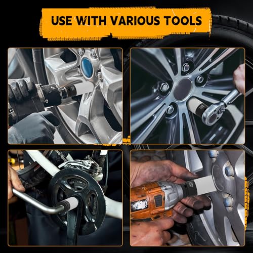 1/2" Drive Impact Twist Socket Set & Bolt Extractor Set, 3PCS 17/19/21MM Non-Marring Thin Wall Impact Sockets, Medium-Length Deep Wheel Protector Socket Set, CR-MO Lug Nut Remover