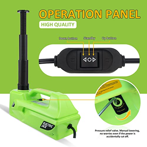 Electric Car Jack 5Ton 12V Hydraulic Car Jack Lift (Lifting Range: 6.1~17.7 inch) Built-in Safety Hammer, and LED Light for SUV MPV Sedan Truck Change Tires Garage Repair - color: Jack