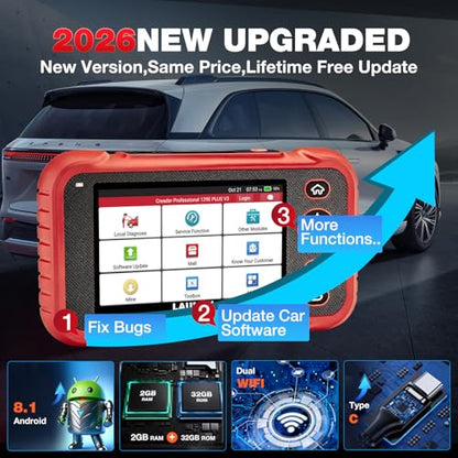 LAUNCH CRP129E Plus V3.0 2026 OBD2 Scanner Diagnostic Tool, Full System Car Code Reader, 12 Reset Service TPMS/Oil/SAS/EPB/BMS/DPF Reset,FCA AutoAuth, Added CANFD&DOIP, Free Update