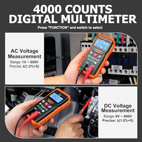 Digital Multimeter 4000 Counts with NCV, Automotive Multimeter Tester for AC/DC Voltage, Resistance, Continuity with Backlight and LCD, Auto-Ranging Voltmeter with Manual Mode