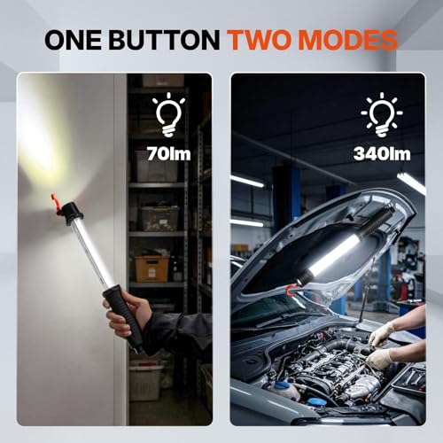 BLACK CANYON Magnetic Work Light/Flashlight Rechargeable, LED Work Light IP54 Waterproof, Mechanic Flashlight with Hook for Garage Repair/Emergency 1 Pack