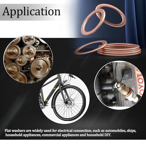 9 Sizes Metric Copper Crush Washers Assortment Kit Crush Washer Oil Drain Plug Crush Washer Assortment M5 M6 M8 M10 M12 M14 - size: 188PCS (M5-M14)