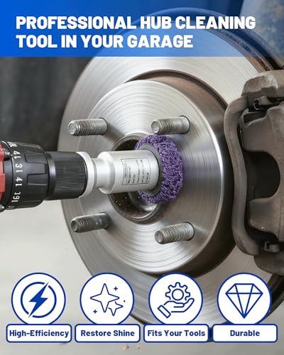 Wheel Hub Cleaning Tool Set, 1/2" Drive Impact Socket with 1/4" Quick Release & 6 Brake Disc Cleaning Pads, Compatible with Impact Wrench & Power Drill for Removing Rust, Corrosion, Brake Dust - size: 7-IN-1 SET