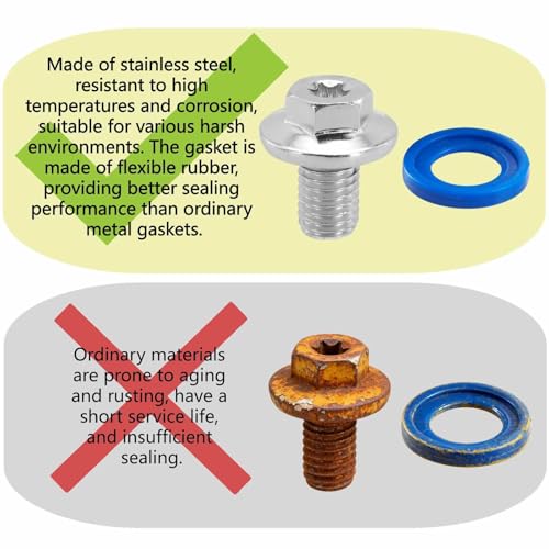 6 PCS M12-1.75 15mm Oil Drain Plug T45 Torx for GM Chevy GMC | M12-1.75 oil drain plugs with insert gasket, fit for Cadillac, Chevrolet, GMC and Buick; replace 090-948CD, 090-948. - size: M12-1.75 （6Pcs）
