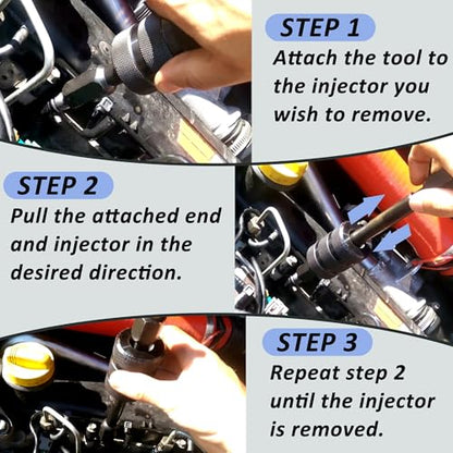 ReluxGO Diesel Injector Puller Tool with Slide Hammer, Common Rail Injector Remover w/ M8, M12, M14 Thread Adapter