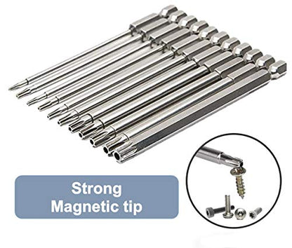 aiyun 8-Piece Security Bit Set, S2 Steel Magnetic Security Screwdriver Set 6 Inch Security Bits Shark Vacuum Screwdriver T8-T40 (150mm Length) - size: 150mm Length (T8-T40)