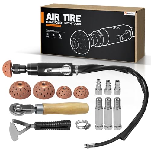 Air Tire Repair Polish Patch Tools - 2500RPM Low-Speed Buffer with Tungsten Carbide Wheel, Inner Liner Scraper & Patch Roller | Complete Polish & Patch Tool Set for Air Tires