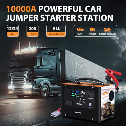 V10 10000A Car Jump Starter, Portable Power Station Backup Lithium Battery，12V/24V Heavy Duty Truck Jump Starter Battery Pack, Power Bank for Outdoors Camping Travel Hunting Blackout - color: Gray Black