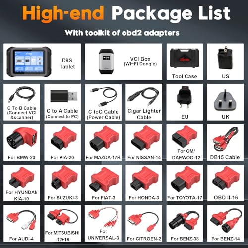 XTOOL D9S Topology Mapping OBD2 Scanner, Wireless ECU Coding & Bidirectional Automotive Diagnostic Scan Tool, PMI for Ford, AI-Assisted, 45+ Resets, 8 PIDs Live Data, FCA, Full System, 3-Year Updates