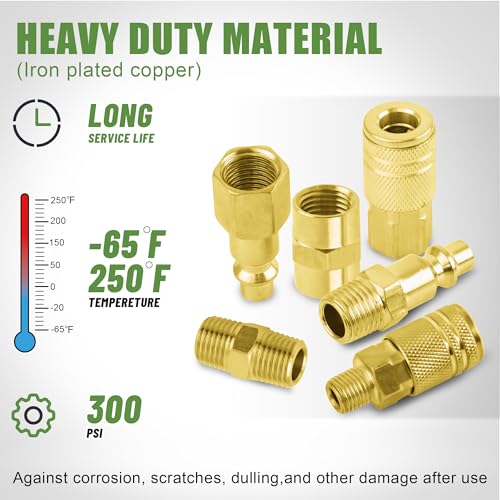 Air Coupler & Plug Kit,45 Pcs 1/4" NPT Air Tool Fittings Set,Quick Connect Air Hose Fittings Air Compressor Accessories
