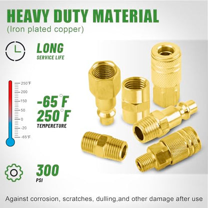 Air Coupler & Plug Kit,45 Pcs 1/4" NPT Air Tool Fittings Set,Quick Connect Air Hose Fittings Air Compressor Accessories