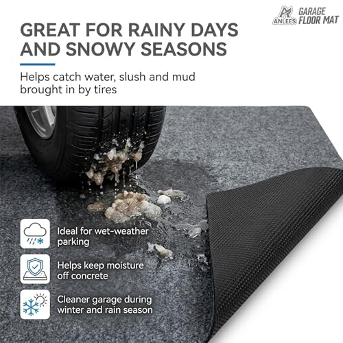 Oil Spill Mat 4.9'x6' - Absorbent & Waterproof Garage Flooring Mats for Under Car - Reusable, Washable, Non-Slip, Anti-Leak - Protects Driveway from Oil & Liquids - Cuttable Polyester Mat - size: 4.9'×6'