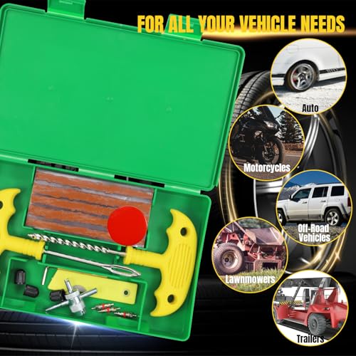Tire Repair Kit, 33Pcs Heavy Duty Tire Plug Kit, Universal Tire Repair Tools to Fix Punctures and Plug Flats Patch Kit for Cars, Motorcycles, Atvs, Tractors, Etc - size: 33pcs