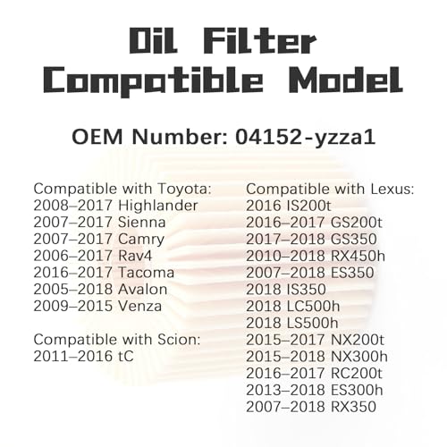 64mm Oil Filter Wrench Kit,Engine Oil Filter Removal Tool with OEM 04152-yzza1 Filters and 80430-12031 Gaskets,Professional Oils Change Tools Compatible with Toyota Lexus Scion