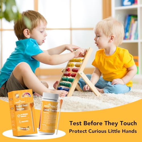 Easy@Home Lead Test Kit – 30 Rapid Swabs Without Vinegar, 30-Second Results | Surface Lead Screen for Painted Walls, Woodwork, Cabinets, Furniture, Toys, Dishes & Exposed Plumbing #EZLT-S:30