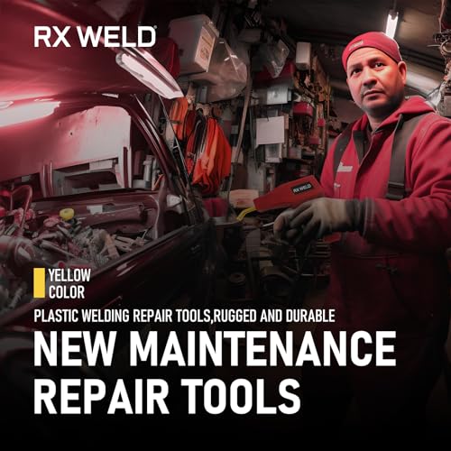 RX WELD 2-in-1 Plastic Welder, 1000PCS Hot Stapler Repair Kit | Soldering Iron, Repair for Automotive Car Bumper DIY, Patent Number D1052628 - color: Yellow