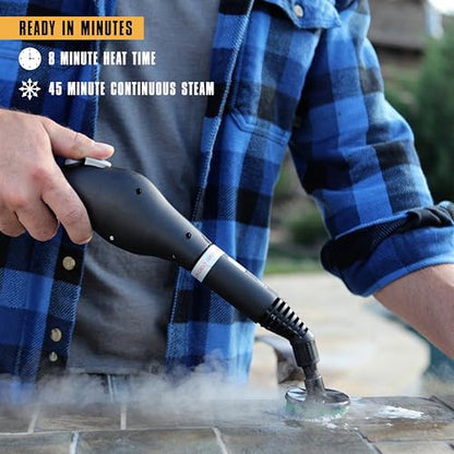 McCulloch MC1275 Heavy-Duty Steam Cleaner, 45 Minute Runtime, 18 Accessories: Mop Head, Brushes, & More - Built for Home, Tile, Grout, Carpet, Furniture, & Personal Car Detailing - size: MC1275