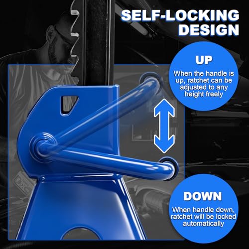 6 Ton (13,200 LBs) Jack Stands with Double Pin Locking,Rubber Cover,Large Foot Base,16"-24" Adjustable Height Heavy Duty Jack Stands,Lifting Car,Bus,RV,SUV,MPV,Pickup Truck,2 Pack Blue - color: blue, size: 6Ton Load Capacity