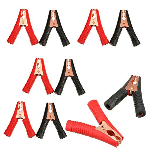 Insulated Alligator Clips Durable Heavy Duty Black & Red Boot Metal Spring Loaded Truck Car Battery Electric Test Clips Lead Probe Alligator Clamps (100A 10-PACK) - color: 100a 10-pack