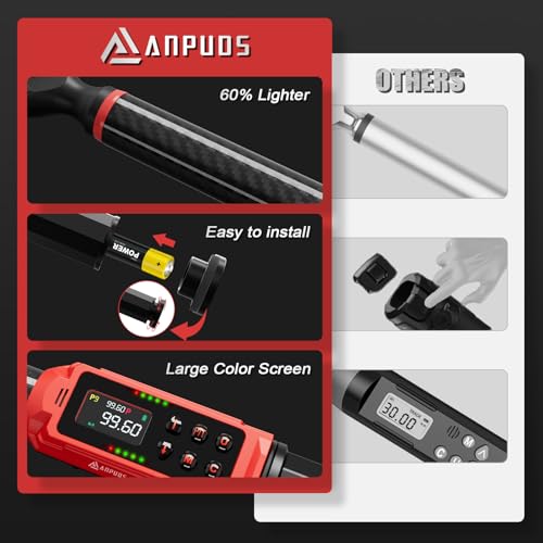 ANPUDS Digital Torque Wrench 3/8 Drive, Carbon Fiber Tube, 1.5-99.6Ft.lb/2-135Nm, ±1% Accuracy, Electric Torque Wrench Set with 3/8" to 1/2" Adapter, 125mm Extension Bar for Bike & Motorcycle - size: 1.5-99.6 ft-lb / 2-135 Nm, style: 3/8-Inch