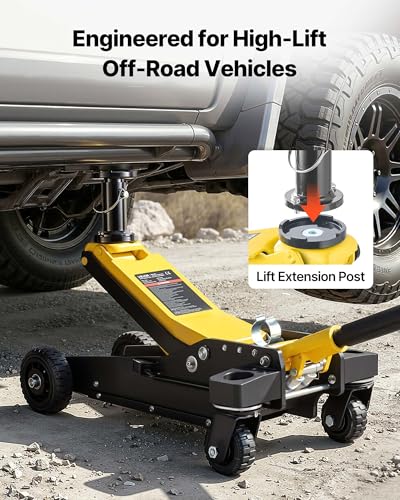 VEVOR Off Road Floor Jack, 3 Ton Aluminum & Steel Racing Low Profile Floor Jack with Dual Pistons Quick Lift Pump & Extension Post, Hydraulic Trolley Car Lift Jacks for Motorcycles, ATVs, SUV Pickup - style: Aluminum