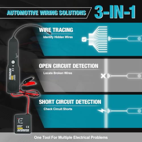 allsun EM415Pro Automotive Circuit Tracer, DC 6-42V Wire Tracker Tool | Trace hidden wires, breaks and shorts with audio signals, flexible probe and sensitivity control for vehicle testing