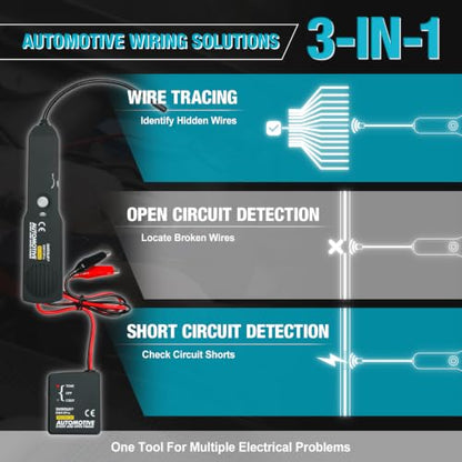 allsun EM415Pro Automotive Circuit Tracer, DC 6-42V Wire Tracker Tool | Trace hidden wires, breaks and shorts with audio signals, flexible probe and sensitivity control for vehicle testing