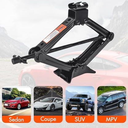 Scissor Car Jack 2 Ton (4409 lbs) Tire Changing Kit with Lug Wrench - Emergency Kit for Car, SUV, MPV - size: 2T