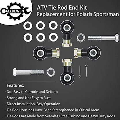 Tie Rod End Kit, Fit for 1998-2004 Polaris Sportsman 335/400/500/600/700 | 97-12 Scrambler 400/500, 00-02 Xplorer 250/300/400, 10-13 Trail Blazer 330 ATV Accessories - size: Polaris