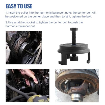 Harmonic Balancer Puller 25264 Compatible with GM Jeep Chrysler Dodge | Engine 5.3L 5.7 LS1 6.0 LS2 6.2 LS3 7.0L No Tapping LS Crank Pulley Remover ﻿LS Harmonic Balancer Mounting Puller Pulley Tool
